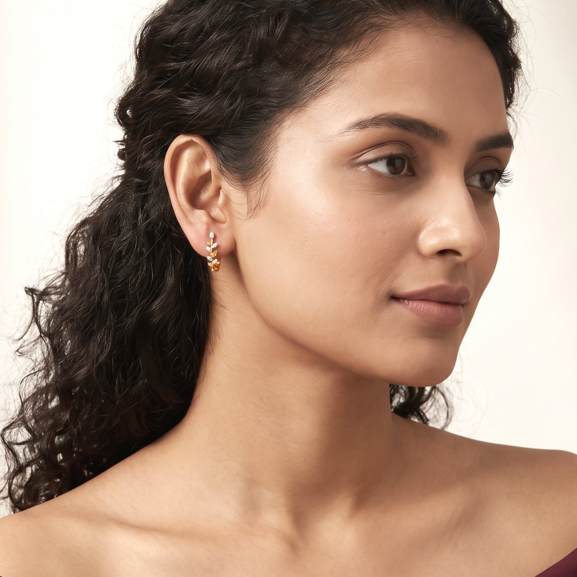 Gold Solenne Drape Lab Grown Diamond Reversible Hoop Earrings