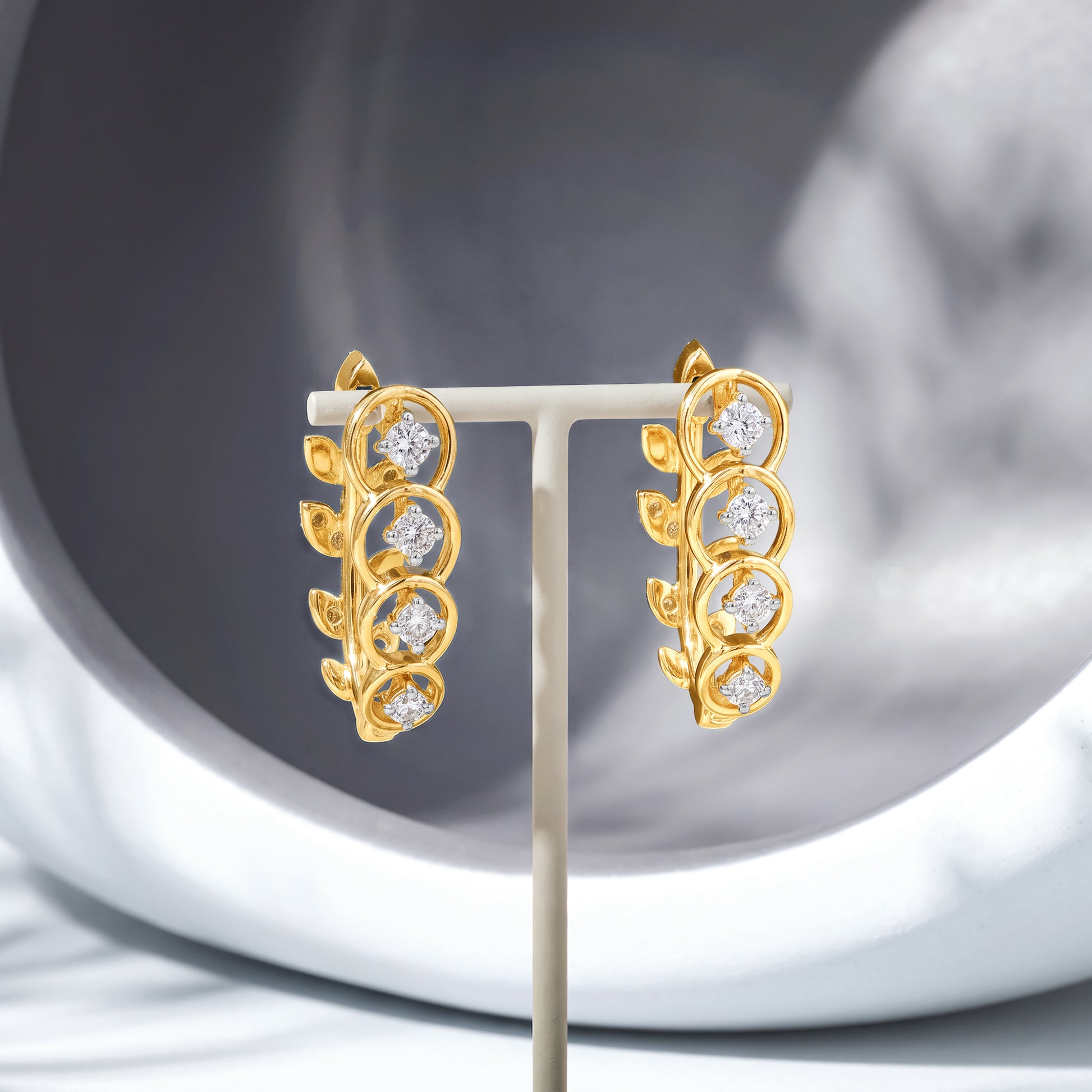 Gold Solenne Drape Lab Grown Diamond Reversible Hoop Earrings
