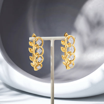 Gold Solenne Drape Lab Grown Diamond Reversible Hoop Earrings