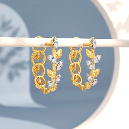 Gold Solenne Drape Lab Grown Diamond Reversible Hoop Earrings