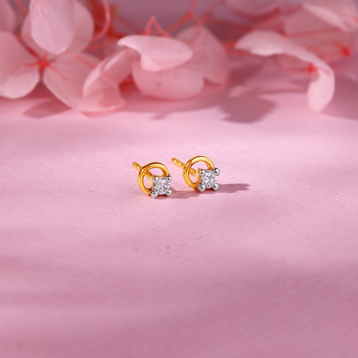 Gold Aureole Diamond Earrings