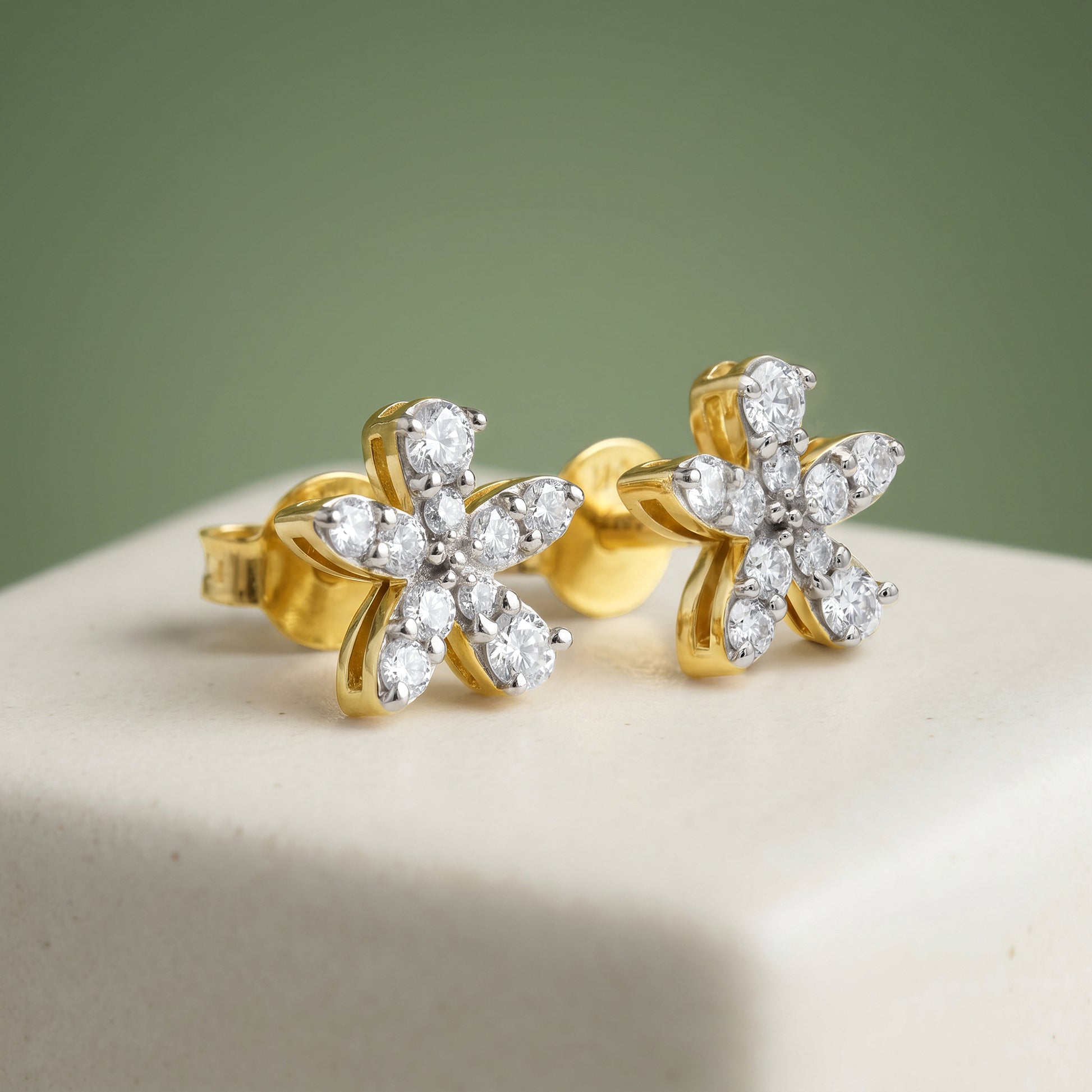 Gold Halo Lustris Lab Grown Diamond Earrings