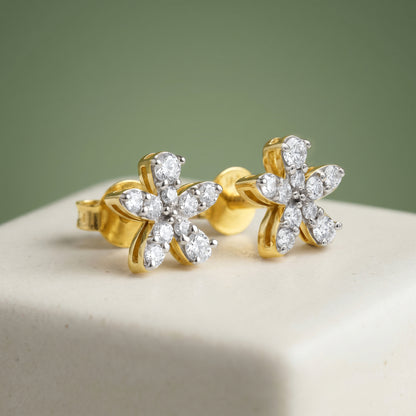 Gold Halo Lustris Lab Grown Diamond Earrings