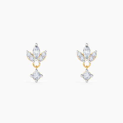 Gold Lustra Frame Lab Grown Diamond Earrings