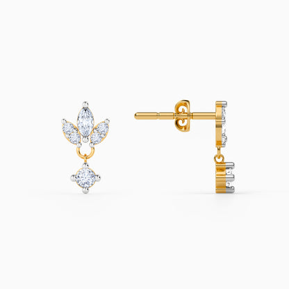 Gold Lustra Frame Lab Grown Diamond Earrings