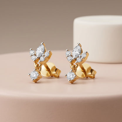 Gold Lustra Frame Lab Grown Diamond Earrings