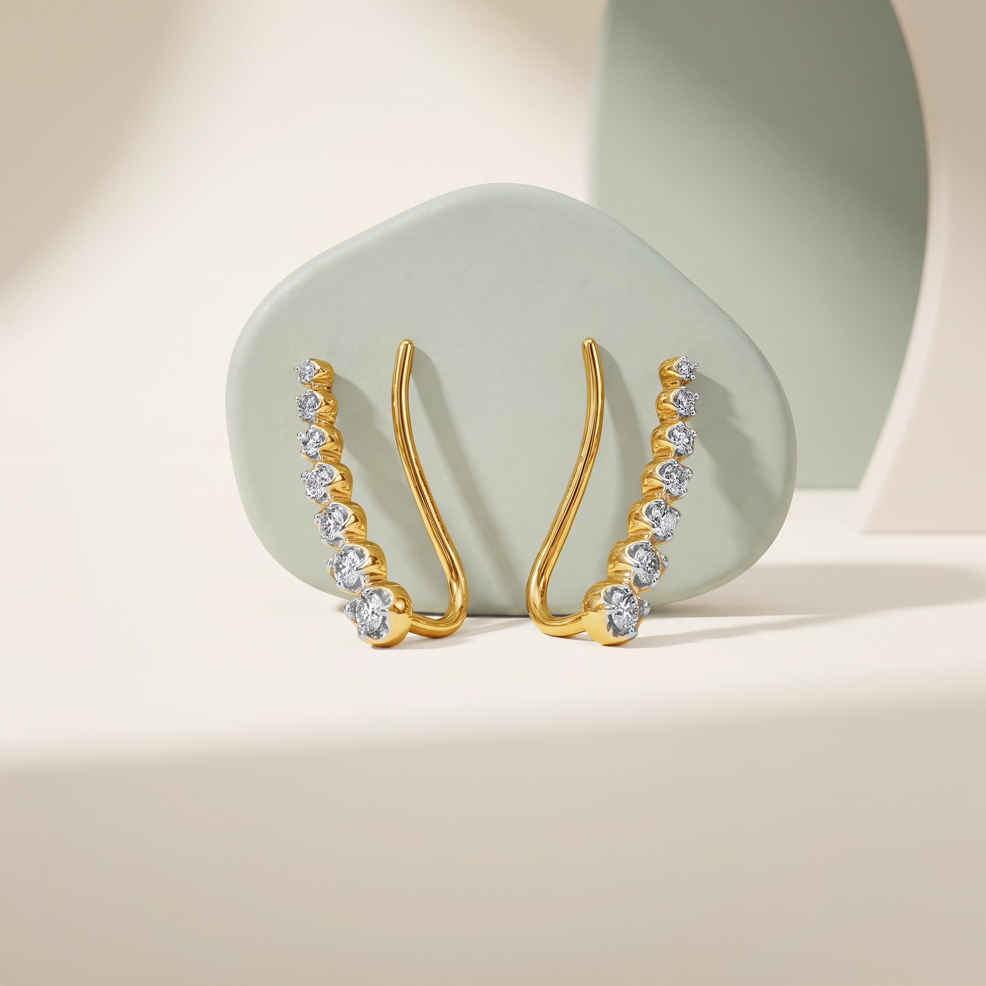 Gold Aura Orbit Lab Grown Diamond Climbers