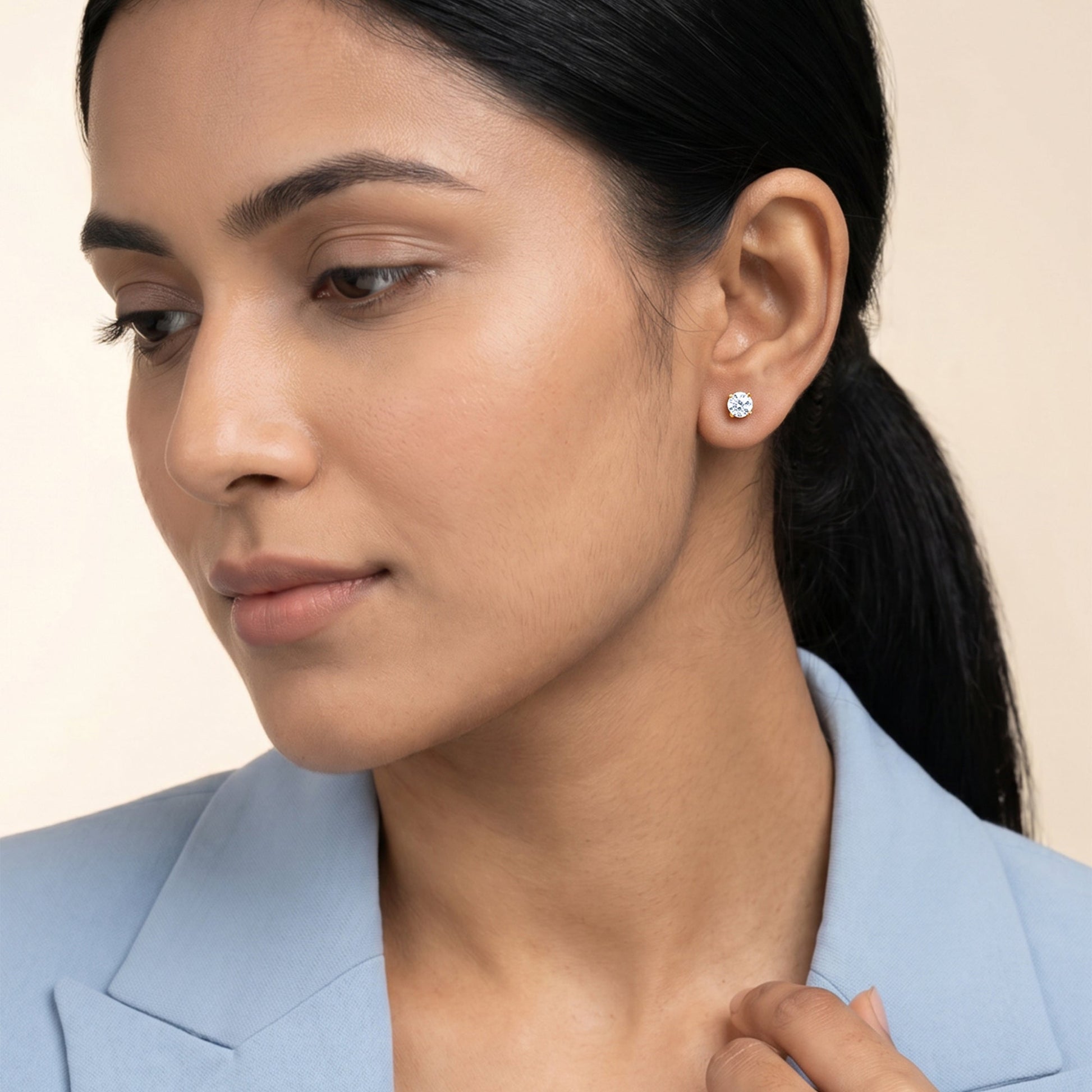 Gold Lumi Solitaire Lab Grown Diamond Earrings