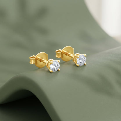 Gold Lumi Solitaire Lab Grown Diamond Earrings