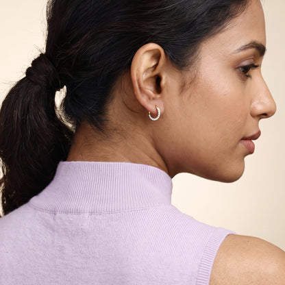 Gold Hollow Circle Lab Grown Diamond Earrings