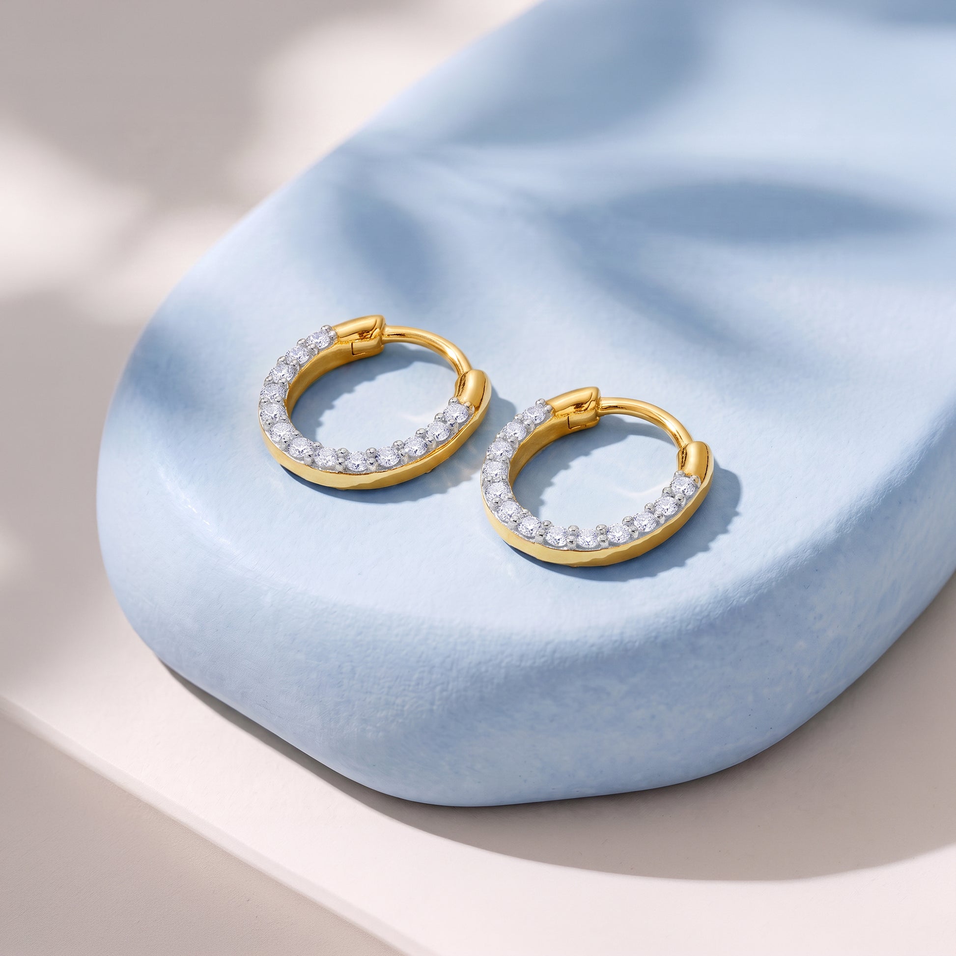 Gold Hollow Circle Lab Grown Diamond Earrings