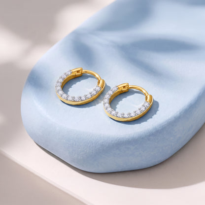 Gold Hollow Circle Lab Grown Diamond Earrings