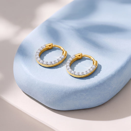 Gold Hollow Circle Lab Grown Diamond Earrings