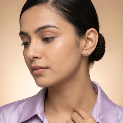 Gold Lumora Arc Lab Grown Diamond Earrings