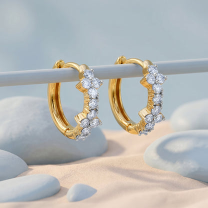 Gold Luxe Floret Lab Grown Diamond Hoop Earrings