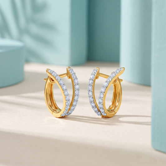 Gold Classic V Lab Grown Diamond Earrings
