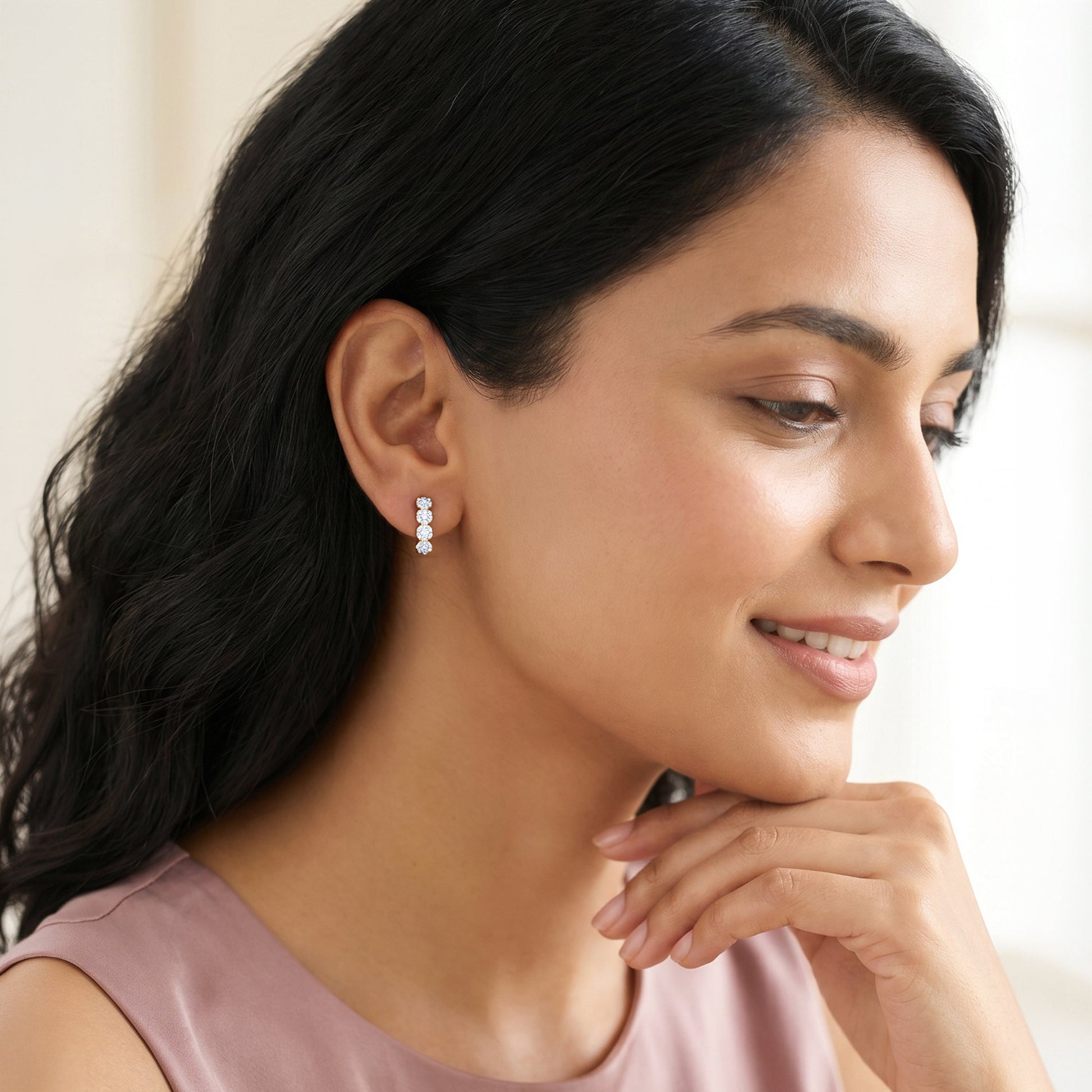 Gold Refined Classic Lab Grown Diamond Hoop Earrings