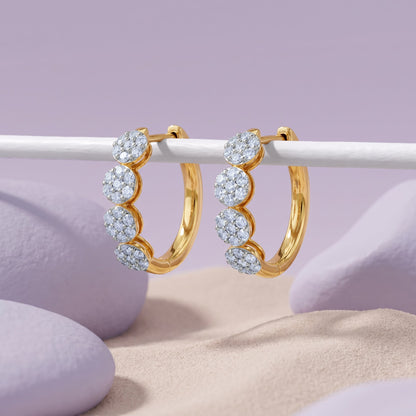 Gold Refined Classic Lab Grown Diamond Hoop Earrings