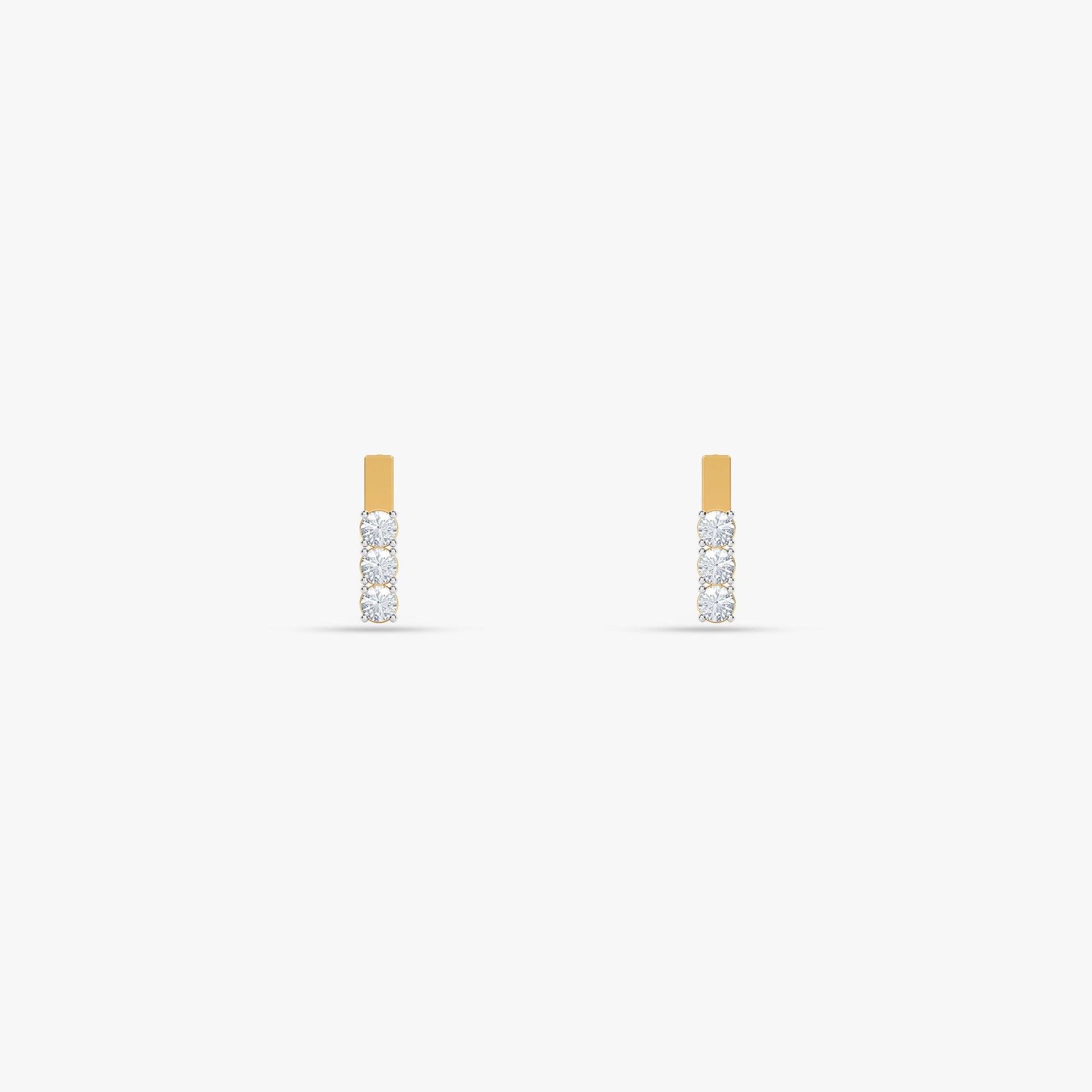 Gold Line of Light Lab Grown Diamond Earrings