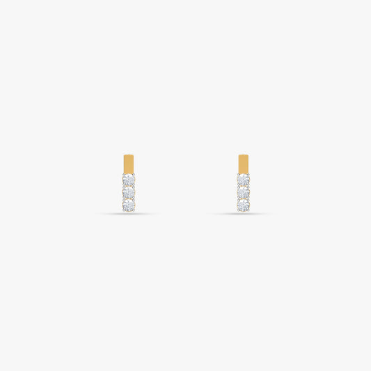 Gold Line of Light Lab Grown Diamond Earrings