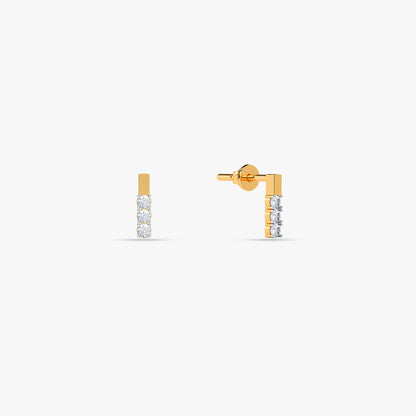 Gold Line of Light Lab Grown Diamond Earrings
