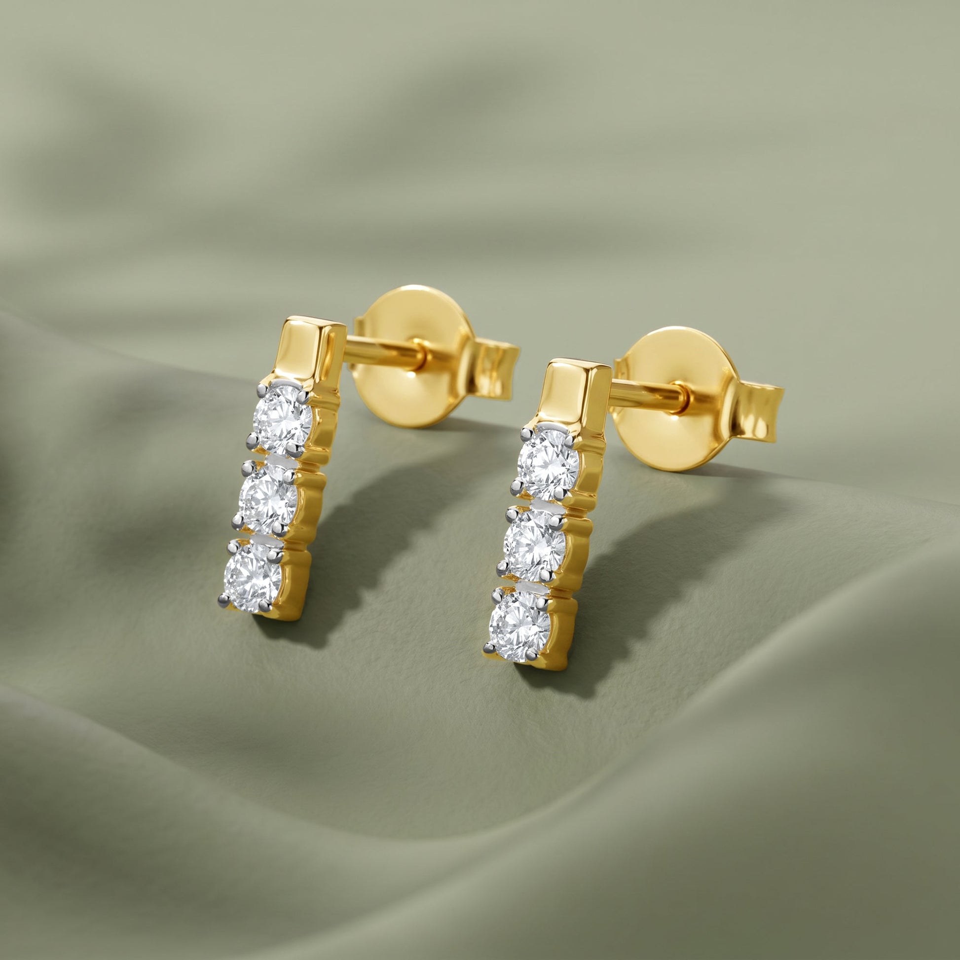Gold Line of Light Lab Grown Diamond Earrings
