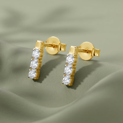 Gold Line of Light Lab Grown Diamond Earrings