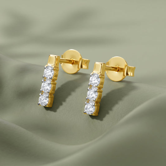 Gold Line of Light Lab Grown Diamond Earrings