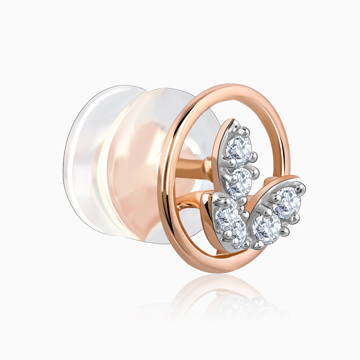 Rose Gold Floral Circle Diamond Earrings