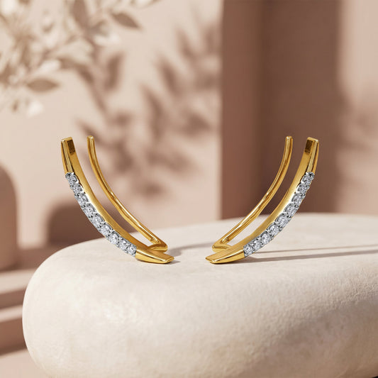 Gold Whisper Arc Lab Grown Diamond Earrings