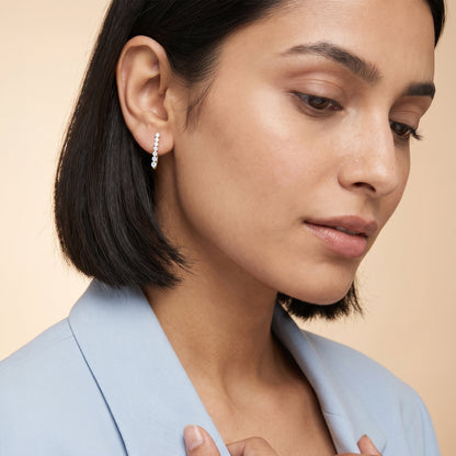 Gold Starlit Amour Lab Grown Diamond J Hoop Earrings