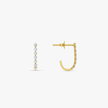 Gold Starlit Amour Lab Grown Diamond J Hoop Earrings