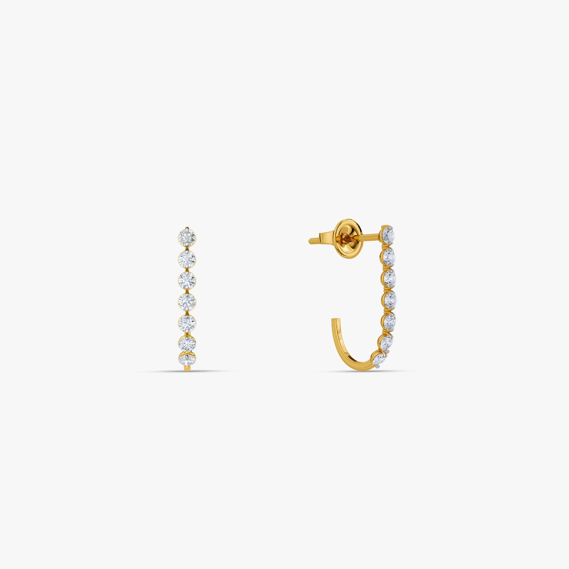 Gold Starlit Amour Lab Grown Diamond J Hoop Earrings