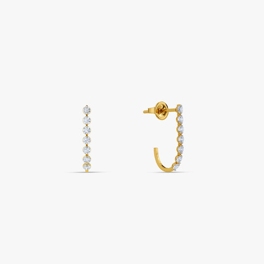 Gold Starlit Amour Lab Grown Diamond J Hoop Earrings