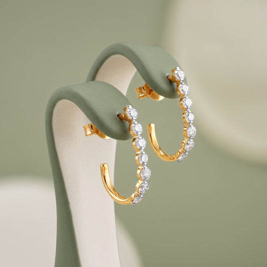 Gold Starlit Amour Lab Grown Diamond J Hoop Earrings