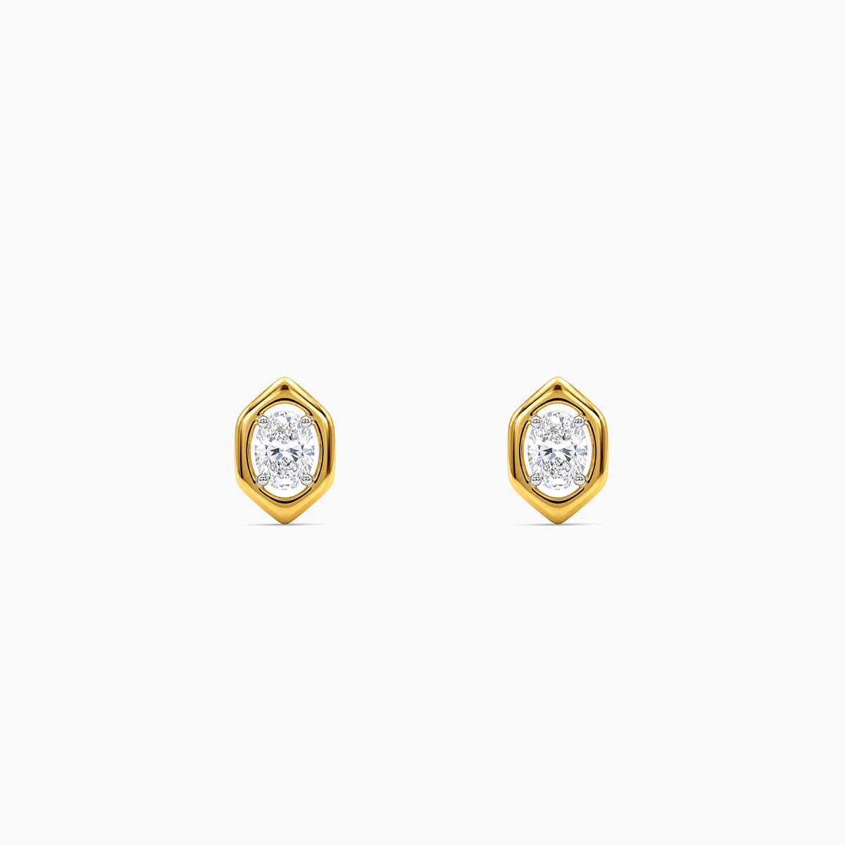 Gold Oblique Luxe Lab Grown Diamond Earrings