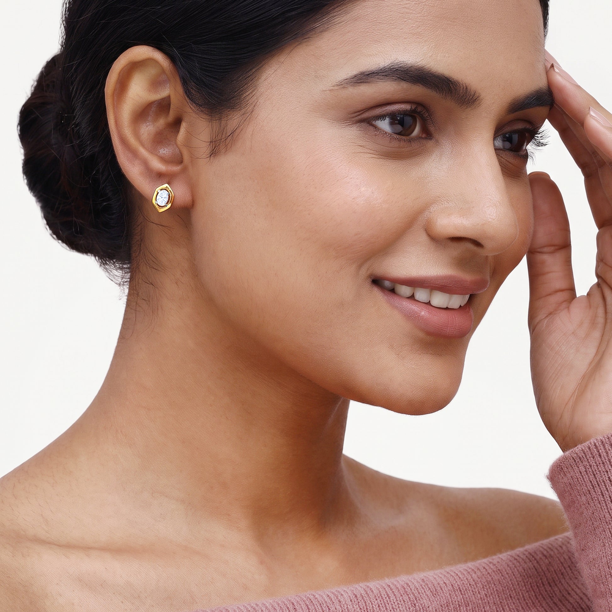Gold Oblique Luxe Lab Grown Diamond Earrings