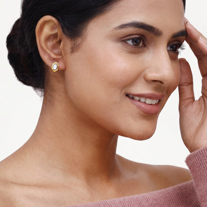 Gold Oblique Luxe Lab Grown Diamond Earrings