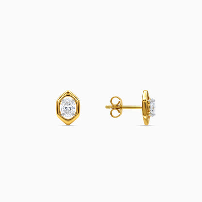 Gold Oblique Luxe Lab Grown Diamond Earrings