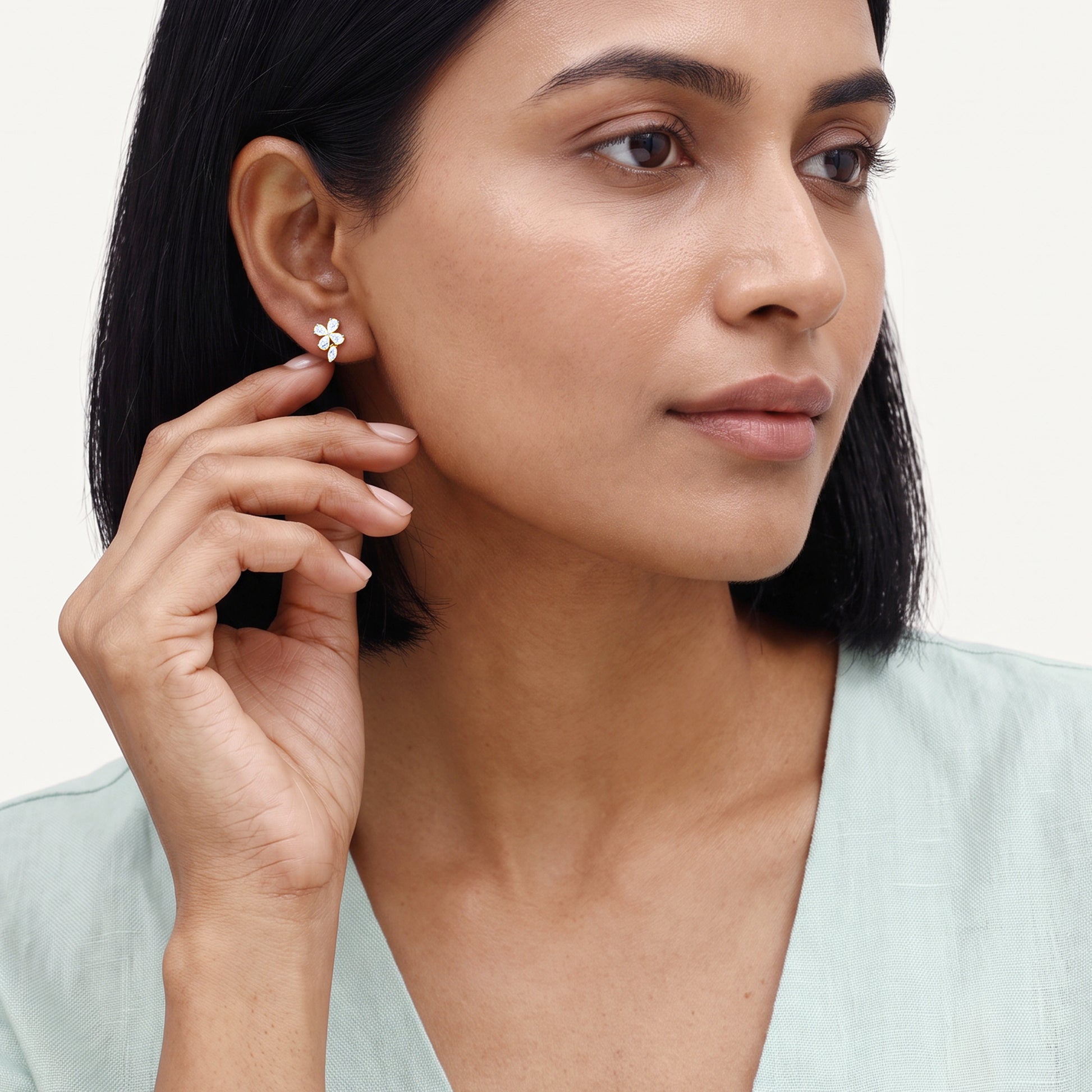 Gold Aurora Fleur Lab Grown Diamond Earrings