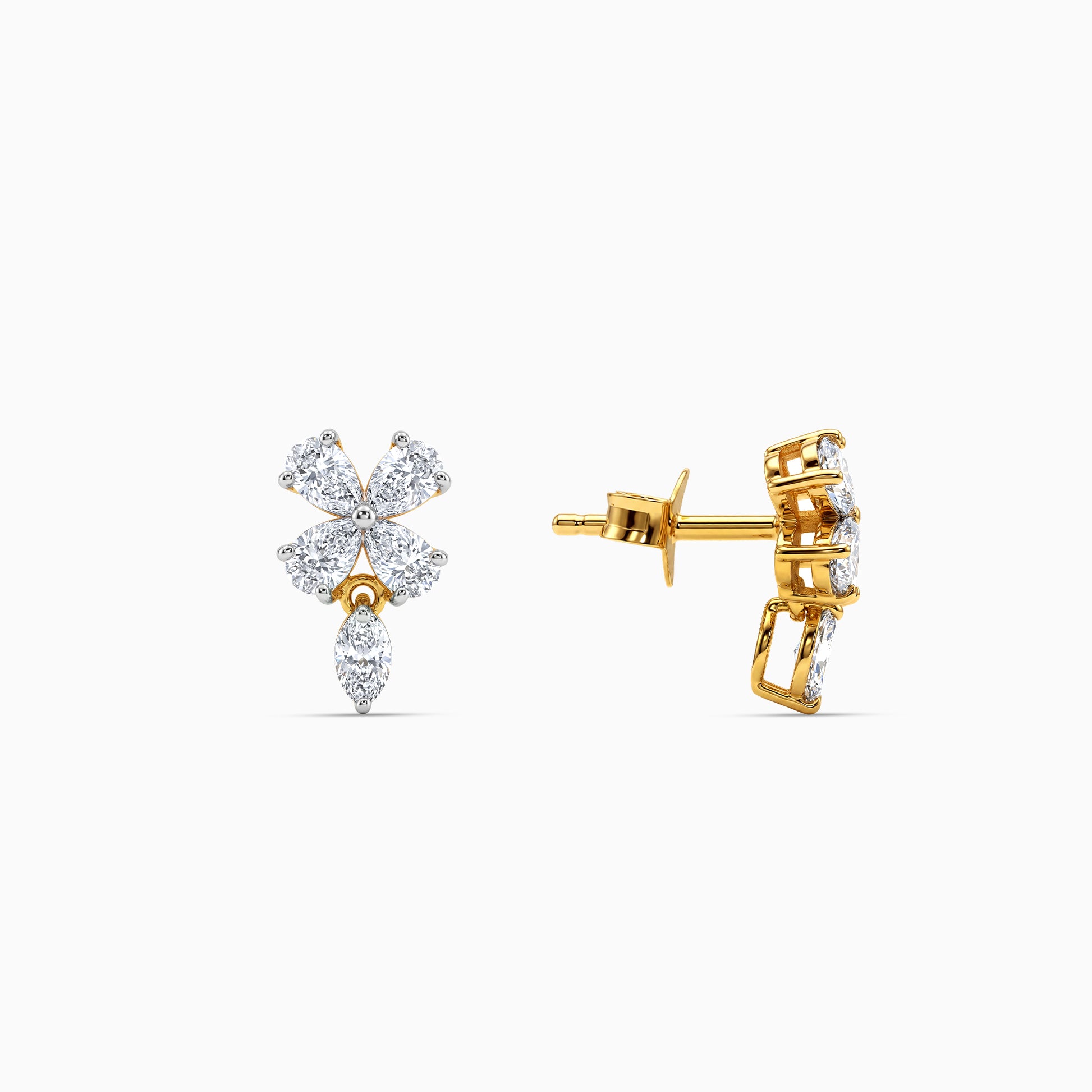 Gold Aurora Fleur Lab Grown Diamond Earrings