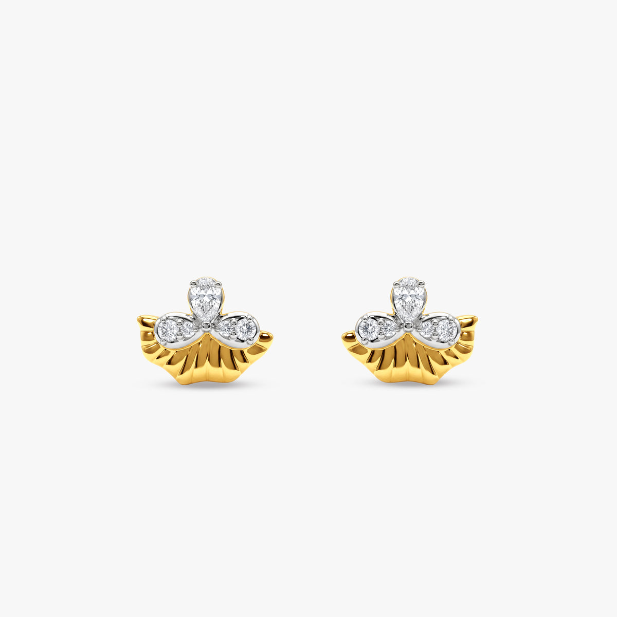 Gold Textured Aurelia Lab Grown Diamond Earrings