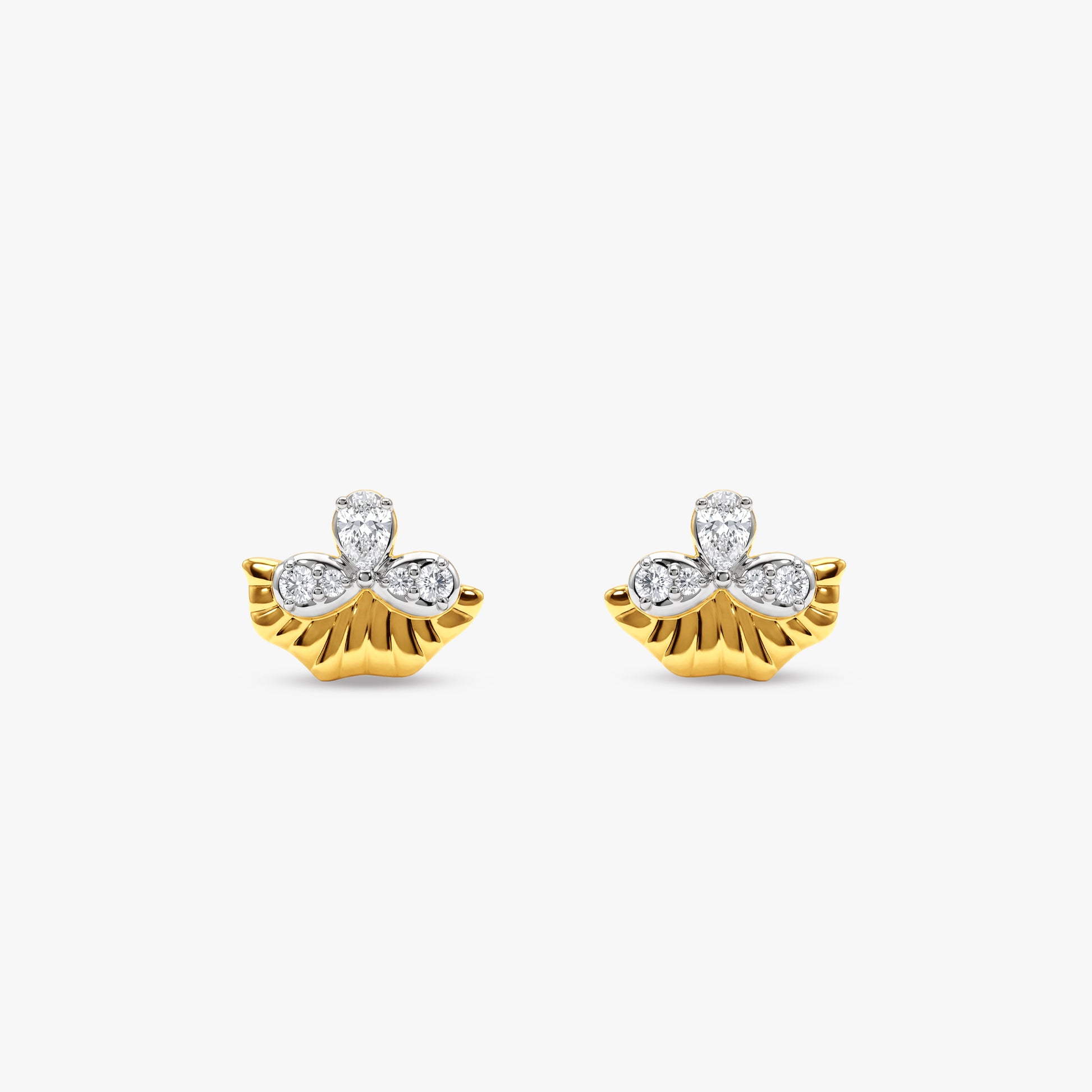 Gold Textured Aurelia Lab Grown Diamond Earrings