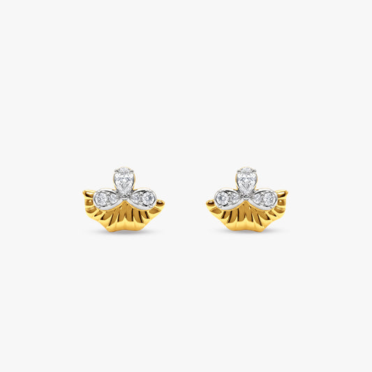 Gold Textured Aurelia Lab Grown Diamond Earrings
