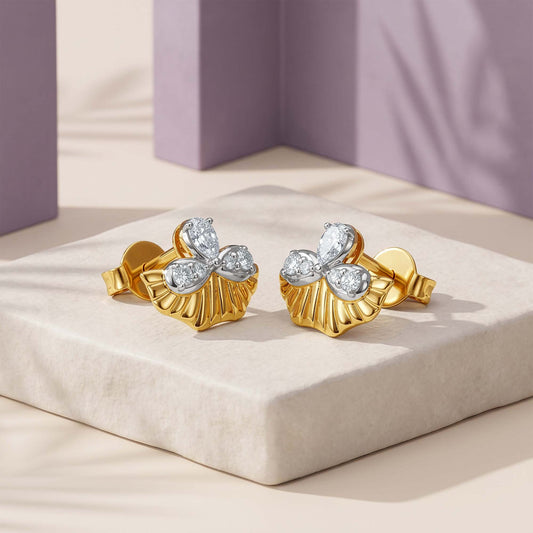 Gold Textured Aurelia Lab Grown Diamond Earrings