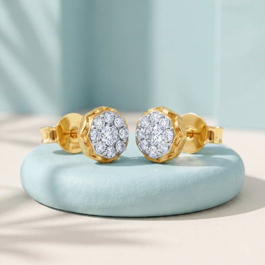 Gold Fleur Lumi Lab Grown Diamond Earrings