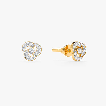 Gold Ripple Shine Lab Grown Diamond Earrings