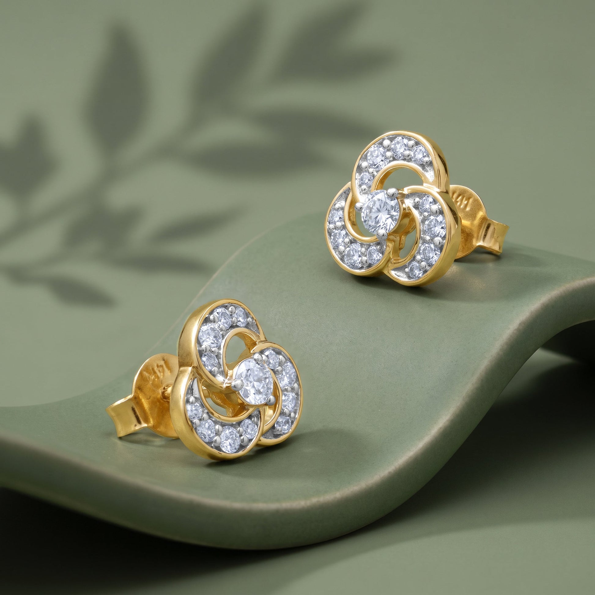 Gold Ripple Shine Lab Grown Diamond Earrings
