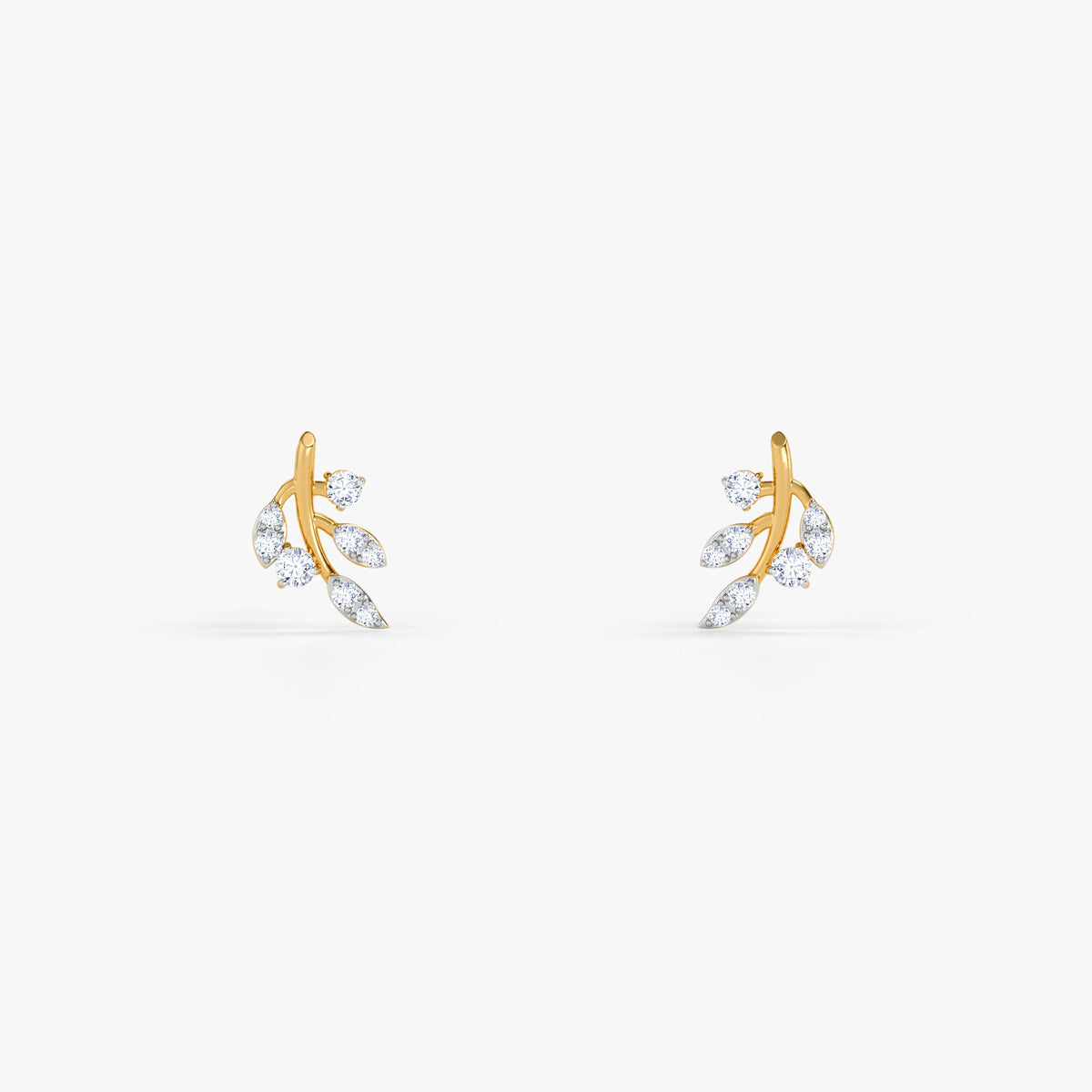Gold Leafy Droplet Lab Grown Diamond Earrings