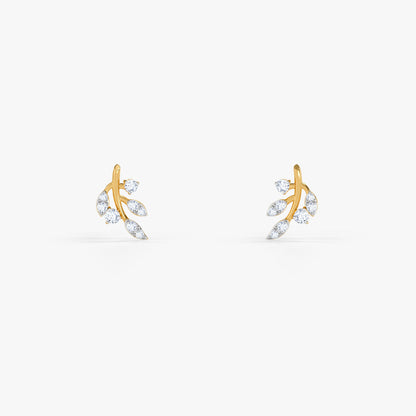 Gold Leafy Droplet Lab Grown Diamond Earrings